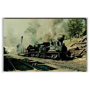 Fenwick Log Train Shay Engine WV Vintage Postcard Ely-Thomas Lumber